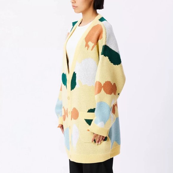 Obey Cardigan Sweater "Splatter" Butter - Picture 2 of 5